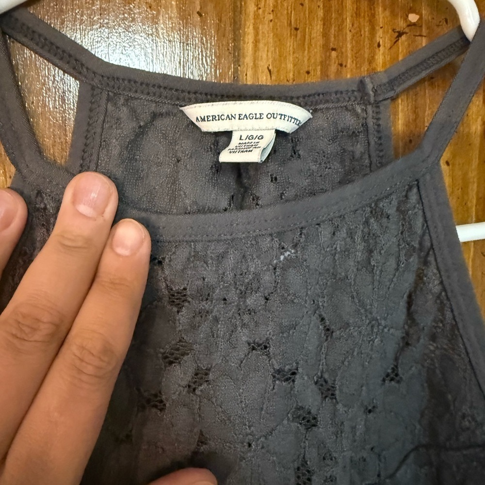 Y2K American Eagle lace open back high neck cropped tank size large - Picture 3 of 5